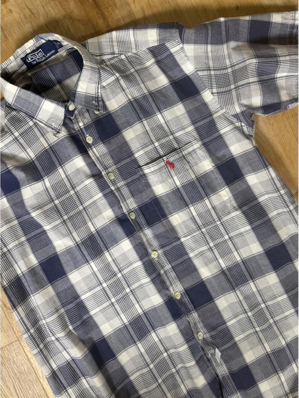 Polo Ralph Lauren Blue & White Plaid Button-Up – Fits S/M